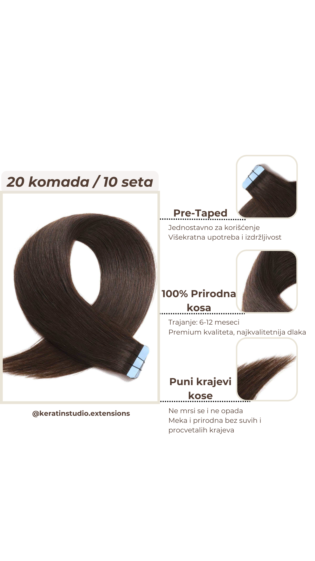 Prirodna kosa na samolepljivoj traci 65-70cm 20/1